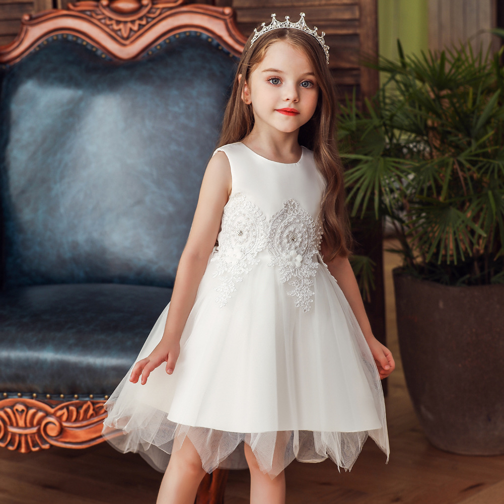 Nuevo Vestido Para Niños Vestido De Princesa Vestido De Novia Para Niñas Vestido De Niña De Las Flores De Hilo Neto Hinchado Con Velo De Lazo display picture 22