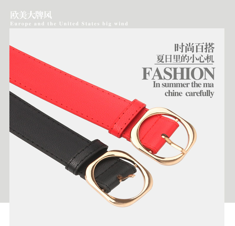 Korean Style Simple Lychee Pattern Pu Belt display picture 1