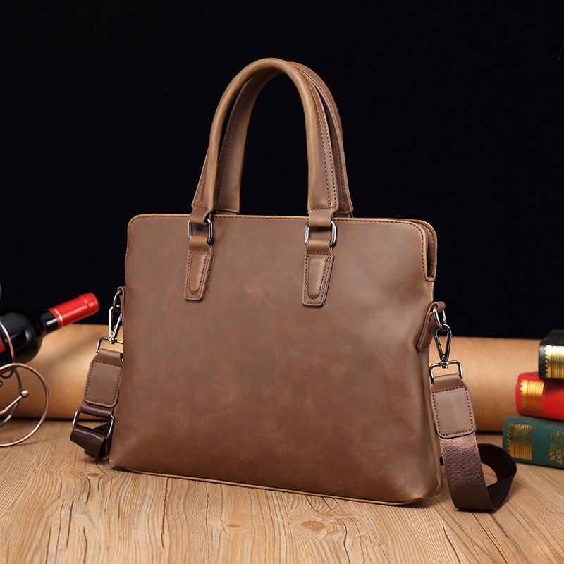 Borsa a tracolla Crazy Horse alla moda versione coreana 2025, in morbida pelle PU, per laptop, casual, da uomo_voghion.com