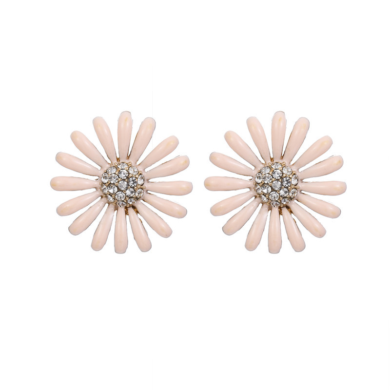 Korean Fresh And Sweet Resin Flower Pink Diamond Combination Earrings Accessories Women&#39;s Wholesale display picture 1
