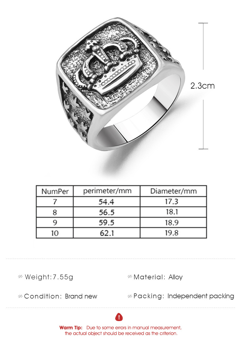 Ring Jewelry European And American Retro Crown Gothic Men's Ring Cross-border Hot Sale Metal Ring Wholesale display picture 1