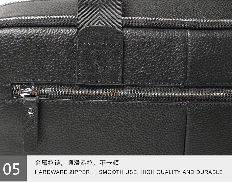 Túi công văn da bò lớp đầu dung tích lớn 38×28×8 cm, túi xách tay đeo chéo một vai cho nam, đựng được laptop 14 inch — Màu đen chi tiết 23