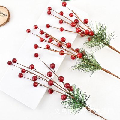 仿真聖誕漿果聖誕節配件DIY挂飾泡沫紅果節日裝飾花環等配件紅果