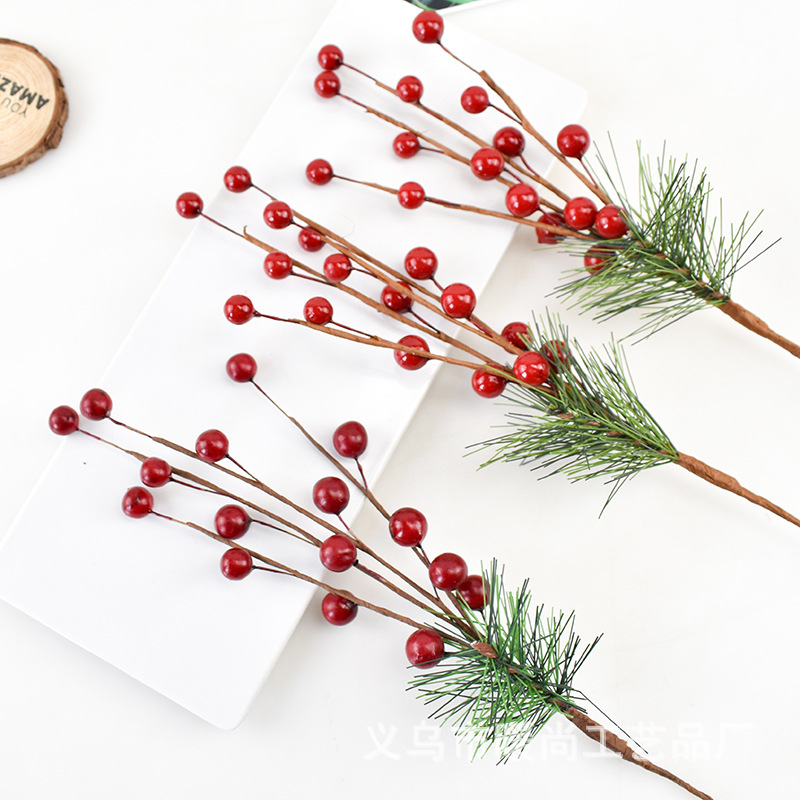 仿真聖誕漿果聖誕節配件DIY挂飾泡沫紅果節日裝飾花環等配件紅果