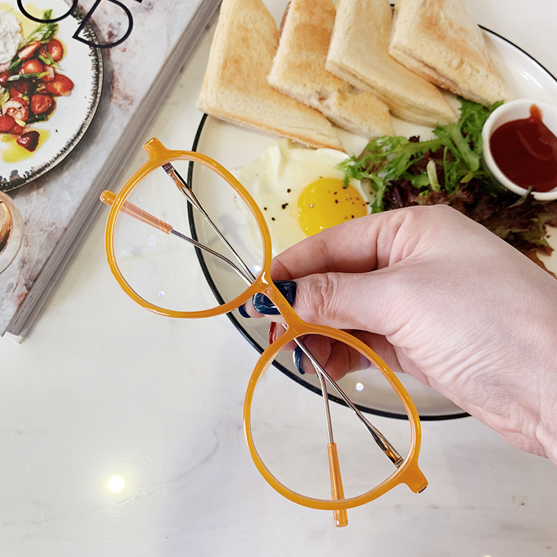 2019新款网红眼镜框女潮 复古圆框金属细腿近视眼镜架时尚平光镜|ru