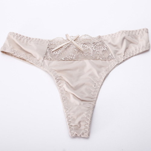 Foreign trade cross-border women's ice silk seamless one-piece thong underwear sexy solid color low-waisted T-Back