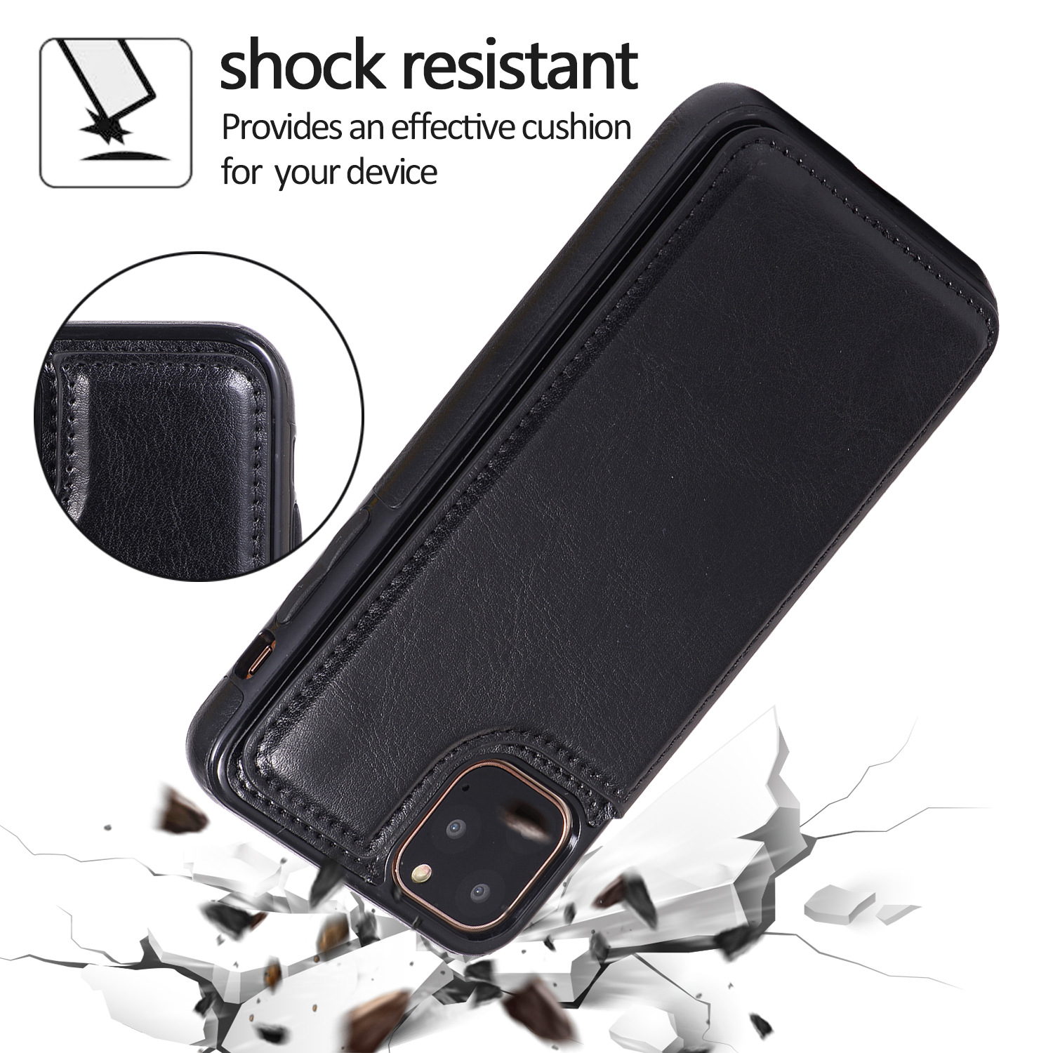 Leather Phone Case For Iphone 16 Pro Max Protective Card Holder_voghion.com