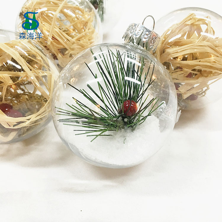 Fuente de origen PS alta bola de nieve en polvo plástico transparente bola interior decoraciones de Navidad BOLA DE Navidad colgante