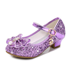 Girls High Heel Leather Shoes 2023 New Children's Princess Shoes Frozen Shoes Elsa Princess Shoes Little Girls Single Shoes