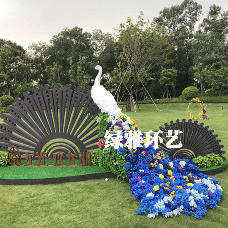 仿真孔雀插花花艺定做仿真动物会场装饰婚庆道具房地产展台搭建|ru
