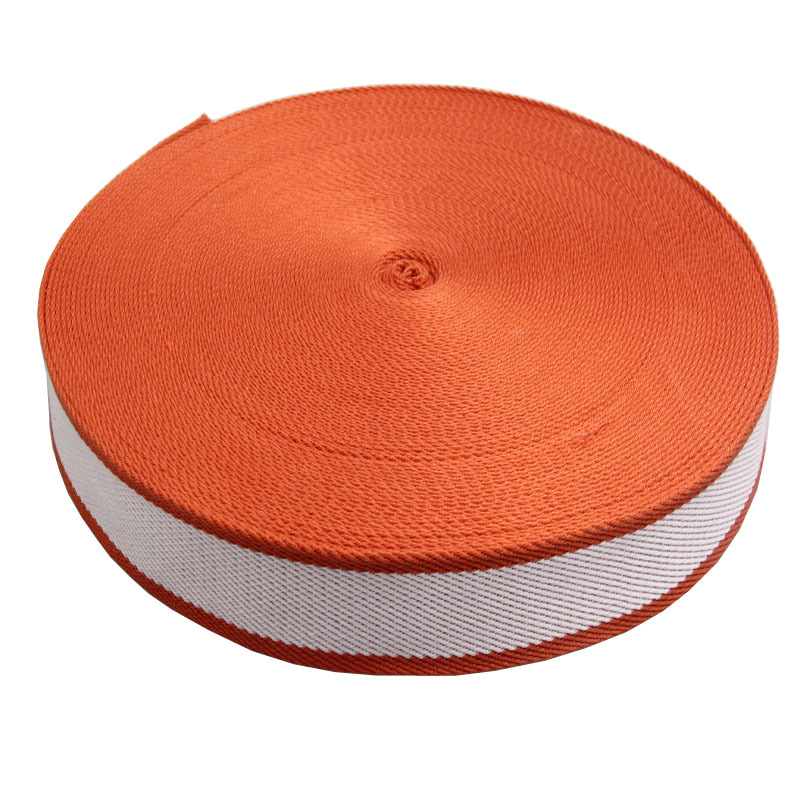 梅州供应现货 1.5寸 3.8cm 斜纹 橙间白色 棉织带 涤棉手提带