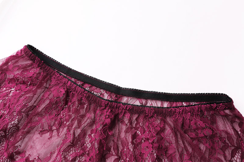 Conjunto de lencería de tentación de encaje púrpura sexy NSYO8703