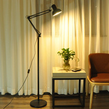 美式长臂落地灯客厅卧室书房现代简约刺绣LED遥控立式台灯ins风