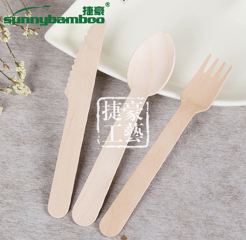 New high-quality disposable knives, forks and spoons, food-grade multi-purpose disposable tableware, portable wooden knives, forks and spoons for travel detail image 7