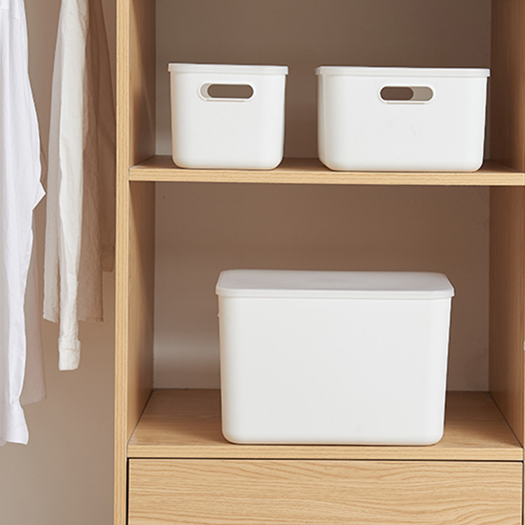 Japanese-Style Desktop Storage Box with Lid Cosmetic Organizing Box Household Storage Box Sundries Basket Plastic Clothes Storage Box