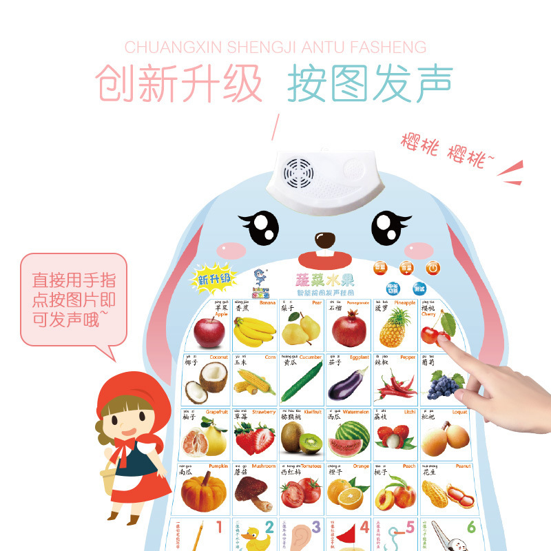 Small rabbit shape sound hanging picture early education cute new toy pronunciation learning kindergarten learning one piece shipment 