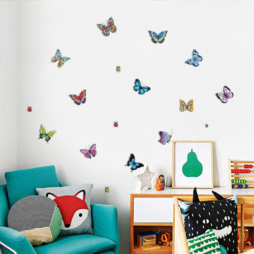 New Small Butterfly Wall Sticker DIY Colorful Small-Sized Butterfly Home Decor Nine Butterflies Small Sticker