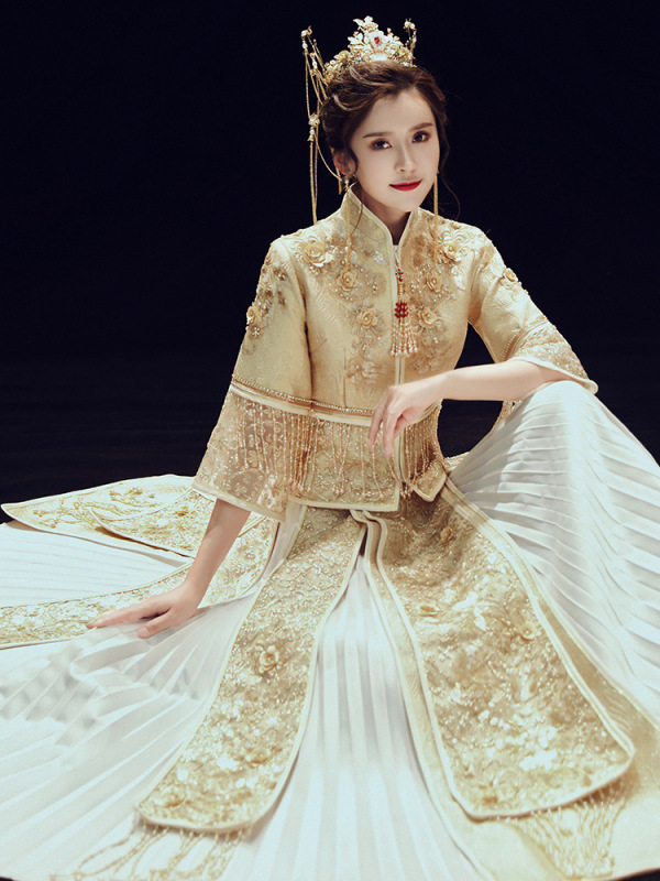 Xiuhe dress 2019 new Chinese bridal dress wedding dress phoenix crown Xiaxiao ancient dress wedding dress TikTok same style Xiuhe