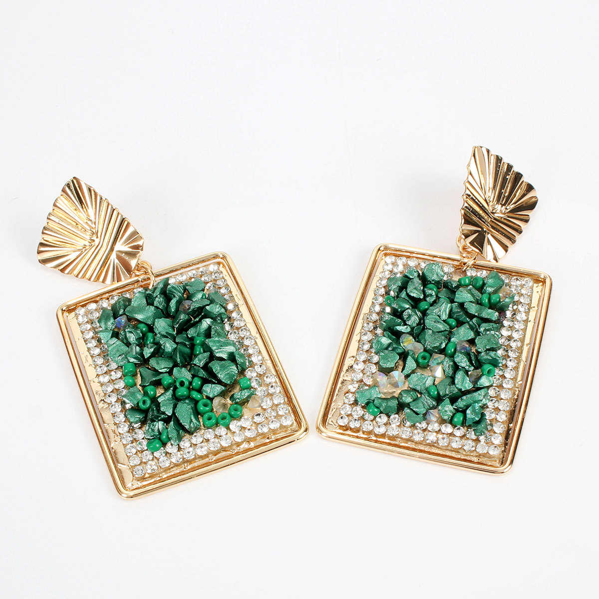 Vintage Square Gravel Earrings Bohemian Earrings Earrings display picture 7