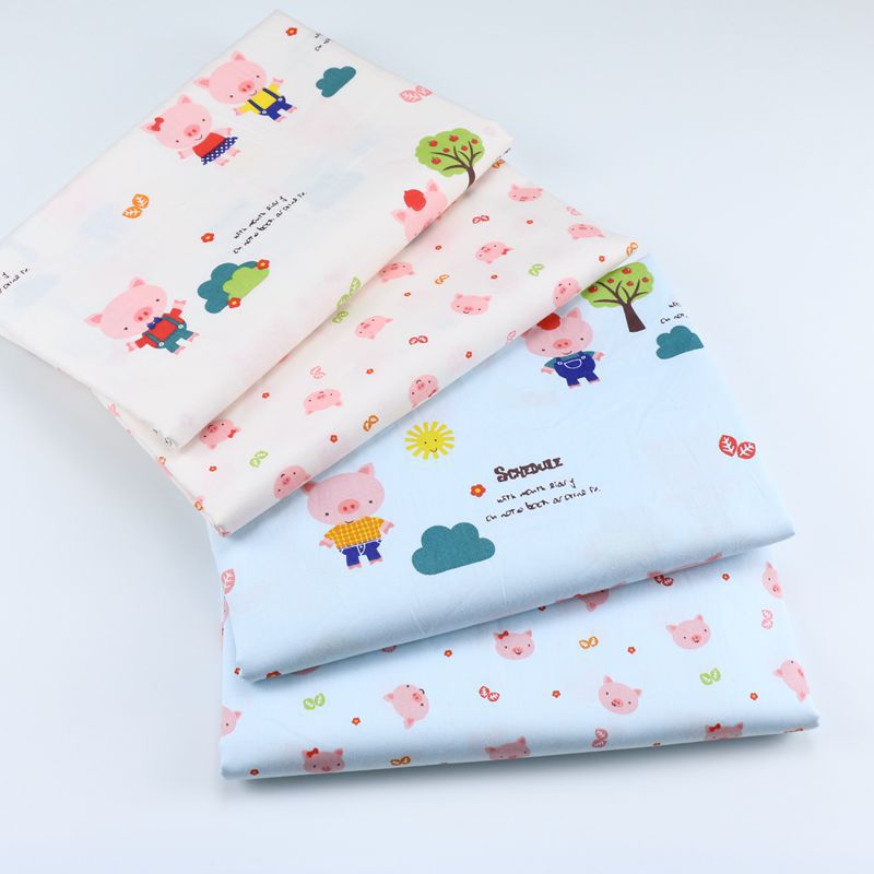 小猪布料 儿童卡通床上用品全棉斜纹布 幼儿园宝宝床品纯棉布面料