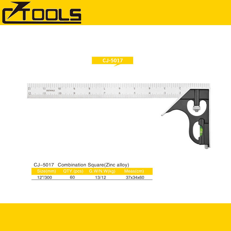 CJ-5017多功能量角木工尺水平活动角度尺锌合金45度直角拐尺300mm