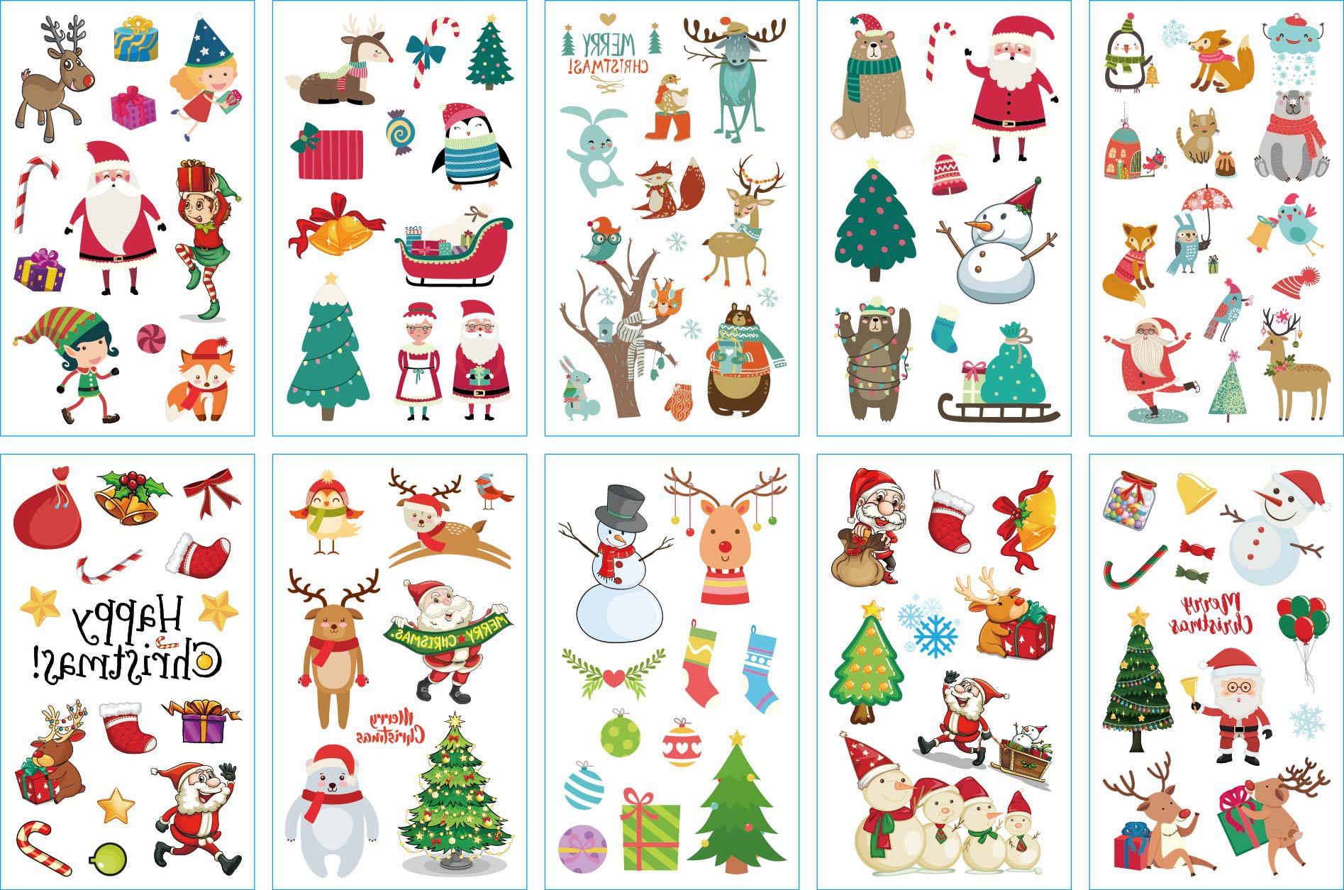 Christmas Festival Cartoon Christmas Santa Claus Snowman Tattoo Sticker Children's Tattoo Stickers Wholesale