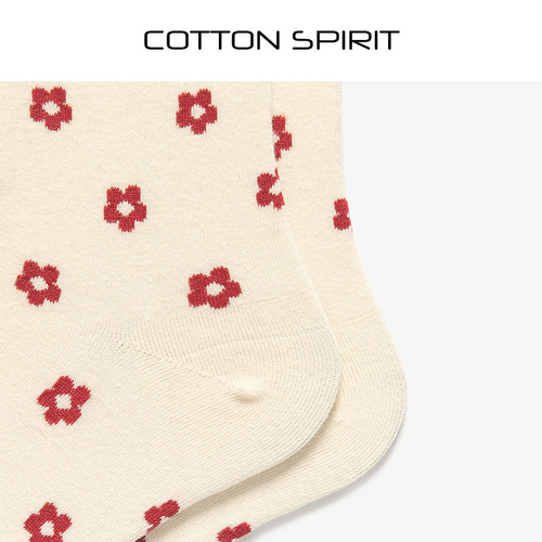 Cotton Spirit Korean Hyuna style socks small flower women's socks ins small red flower mid-calf socks cotton socks