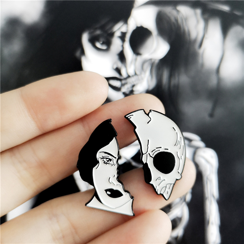 Street Occasion Alloy Material Exaggerated Pin Skull Alloy Enamel Unisex Brooches