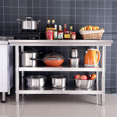 不鏽鋼工作台三層廚房桌子拆裝飯店後廚操作台打荷台家用商用切菜