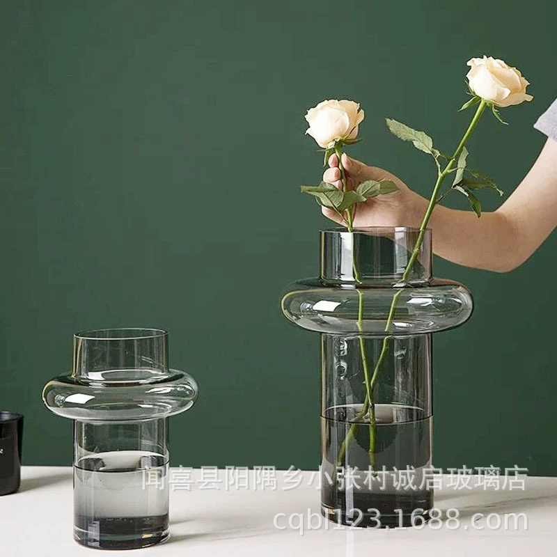 Творческий большой живот маленький рот ваза сажи цвет маленькая Талия цветы домашний мягкий Декор стеклянная ваза Ресторан