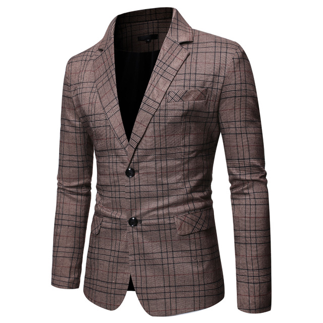 Autumn and winter slim check casual suit men’s coat men