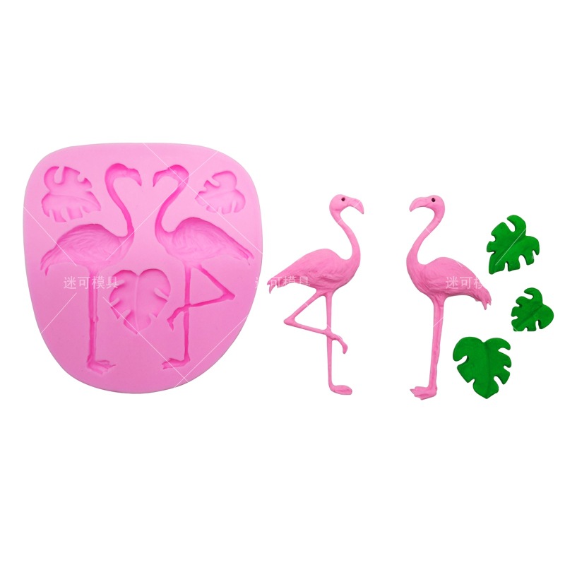 Pájaro loro fondant molde de silicona selva tropical tortuga hoja de bambú borde decoración de la torta molde utensilios de cocina