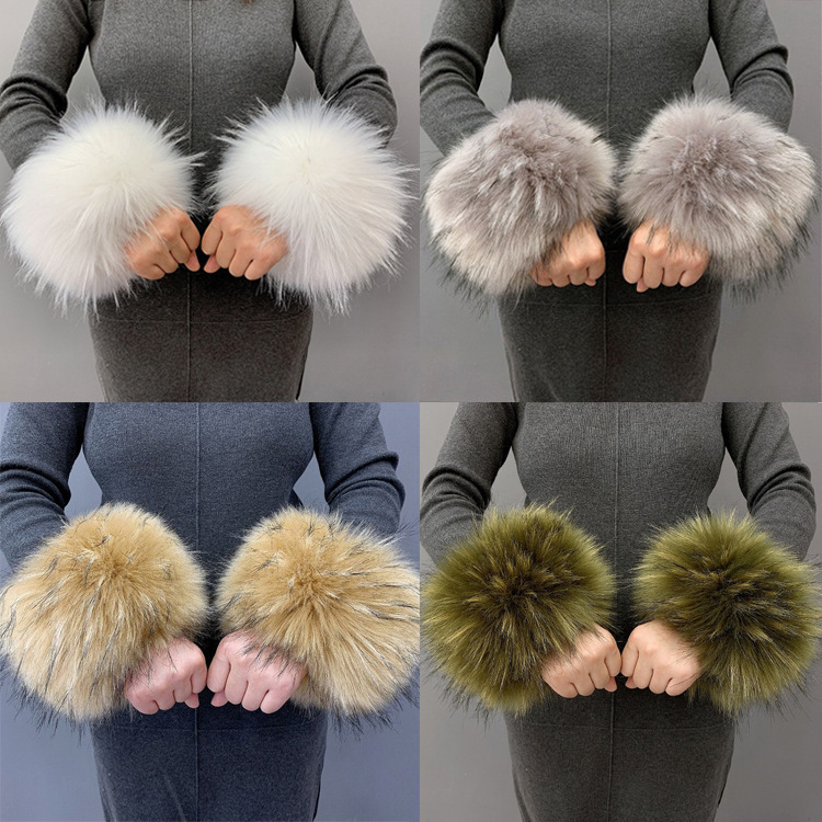 Ruzizi Fur Fox Fur Imitation Fur Wristband Fur Wristband Women's Sleeves Imitation Rabbit Fur Bracelet Cuffs Wrist Sleeves