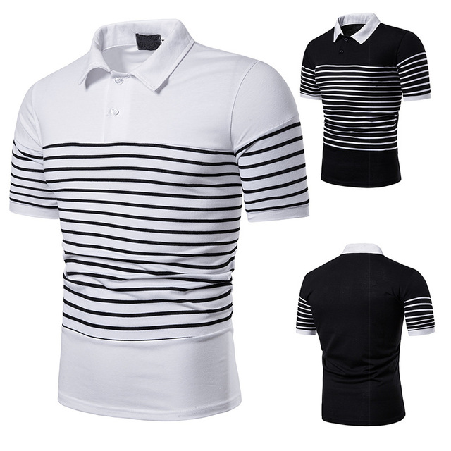 Fashion Matching Design Men’s Short Sleeve T-shirt Chest Stripe 