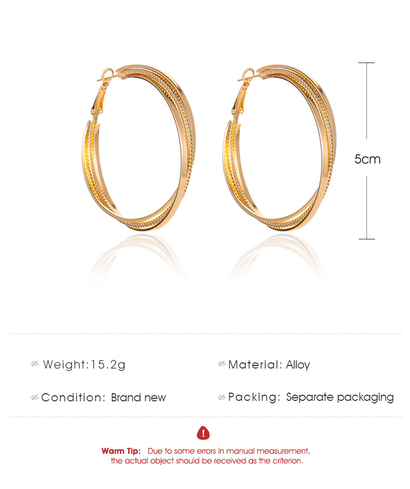 New Fashion Exaggerated Geometric Multi-layer Large Circle Earrings Simple Three-layer Cross Earrings For Women Wholesale display picture 1