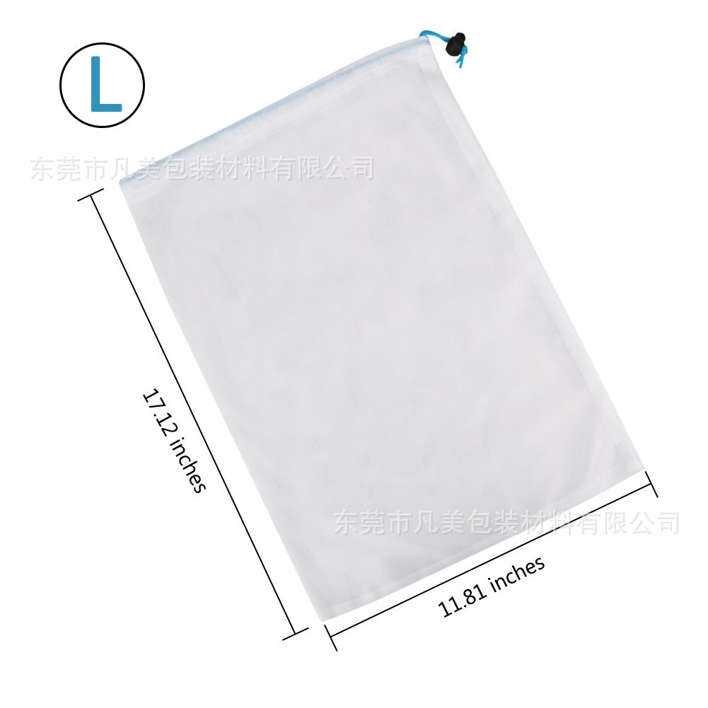 供应网布涤纶网眼袋 抽绳可再生束口袋蔬菜水果收纳袋礼品包装袋