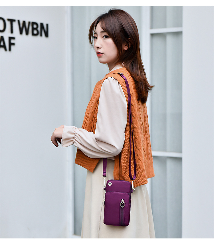 112g Weight Polyester Lining Material Zipper Closure Type Single Shoulder Strap Strap Type Phone Wallet Bags Type Daily Occasion Oxford Cloth Material Solid Color Pattern All Seasons Season Unisex Gender Fashion Style Square Shape Unisex All Seasons Oxford Cloth Fashion Phone Wallet 11