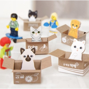 Korean version of Carton cute cardboard cat small note pad sticky notes | N times stickers | sticky notes