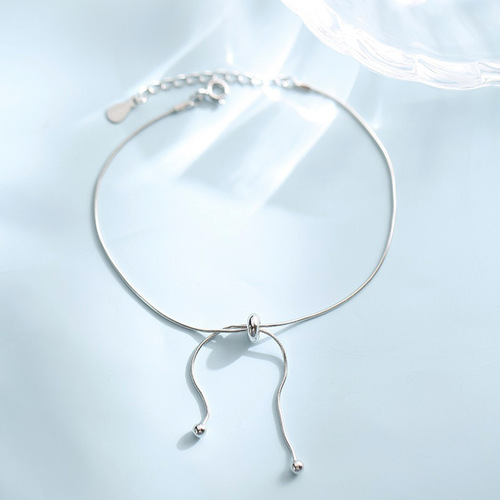 Adjustable ball bead tassel anklet drop shipping Cross-border ins simple snake bone anklet slim ankle jewelry for women