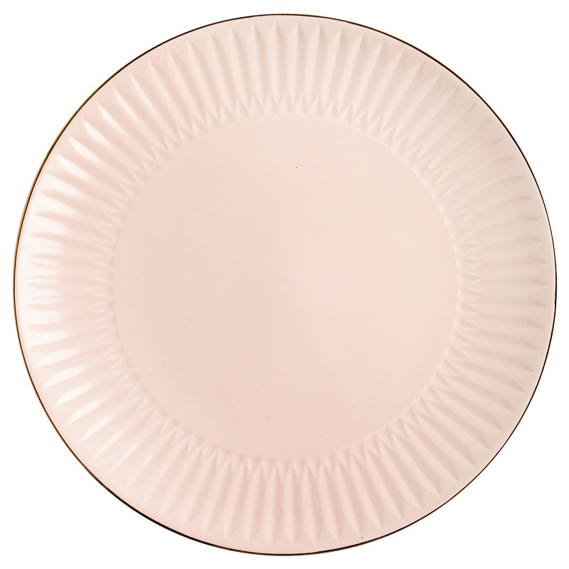 Nordic simple borde dorado esmalte vajilla alivio creativo plato de cerámica plato de alivio plato grande sopa tazón taza de café y platillo