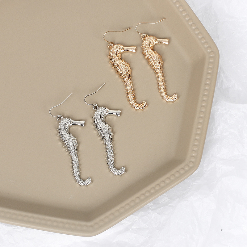 9g Weight Earrings Classification Women'S Gender Gold, Silver Color Shell Seahorse Starfish Gold Earrings 7