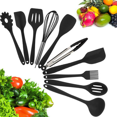 non-stick cookware silica gel Kitchenware suit High temperature resistance baking appliance environmental protection cooking Shovel spoon tool 10 Set of parts
