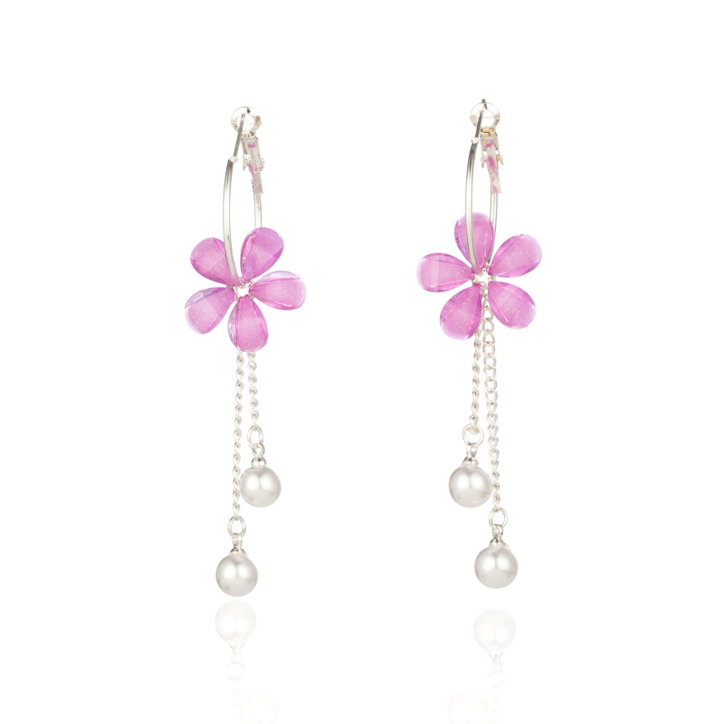 16g Weight 1 Pair Simple Style Flower Arylic Imitation Pearl Alloy Plating Women's Dangling Earrings