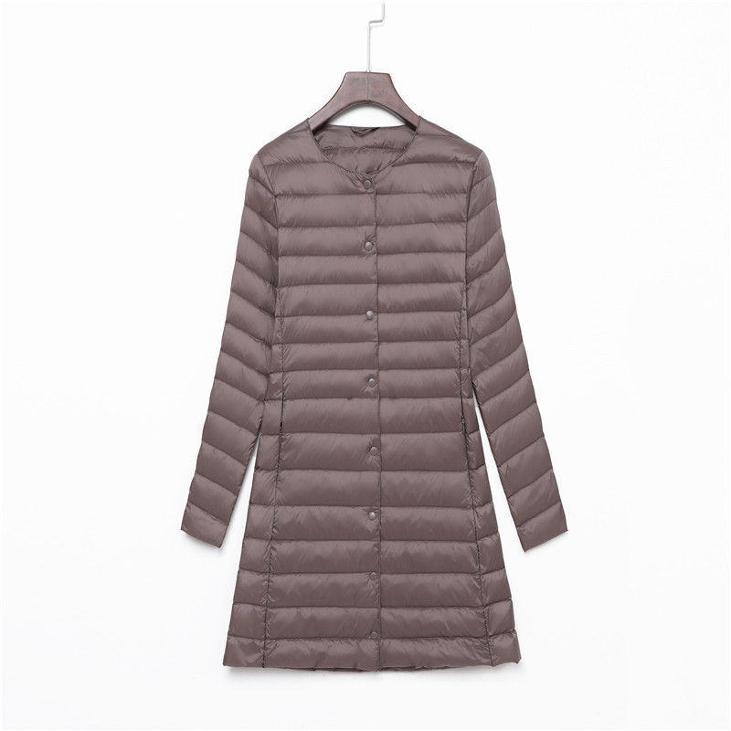 Cross-Border Supply of Lightweight down Jackets, Round Neck Women's Mid-Length Long-Sleeve Slim-Fit Plus-Size Coats, Wholesale from Manufacturers, Cold-Proof