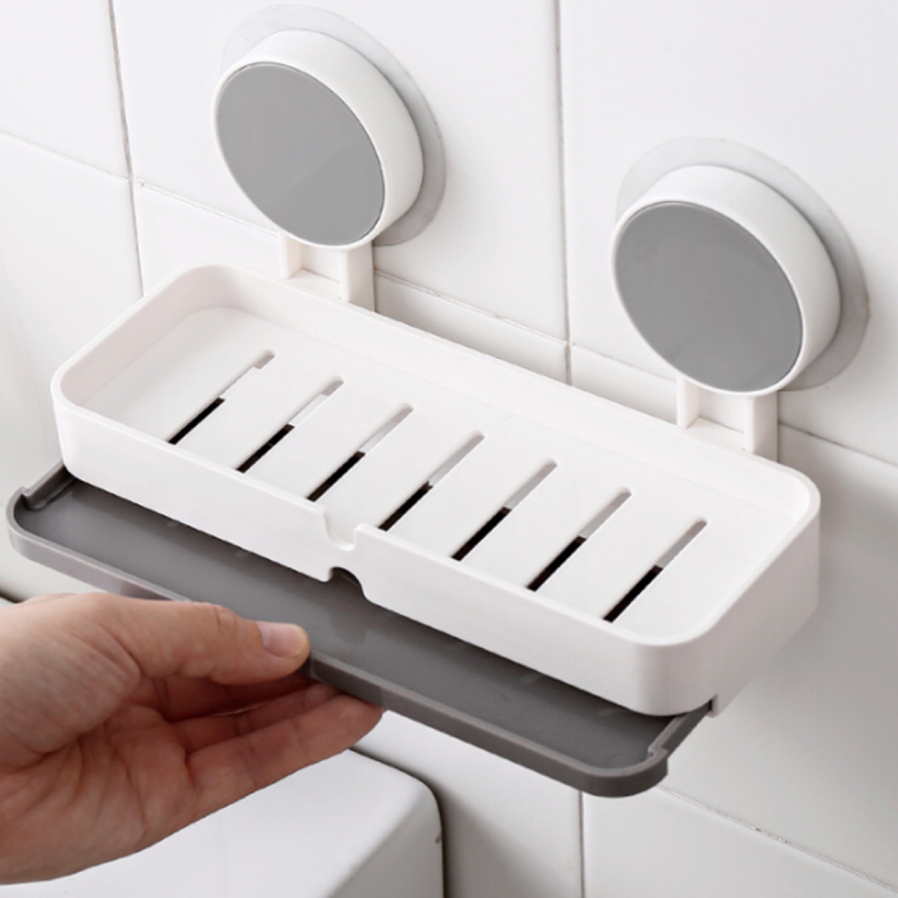Caja de jabón sin perforaciones sin costuras plástico montado en la pared titular de jabón baño cocina estante de almacenamiento etiqueta sin costuras drenaje caja de jabón