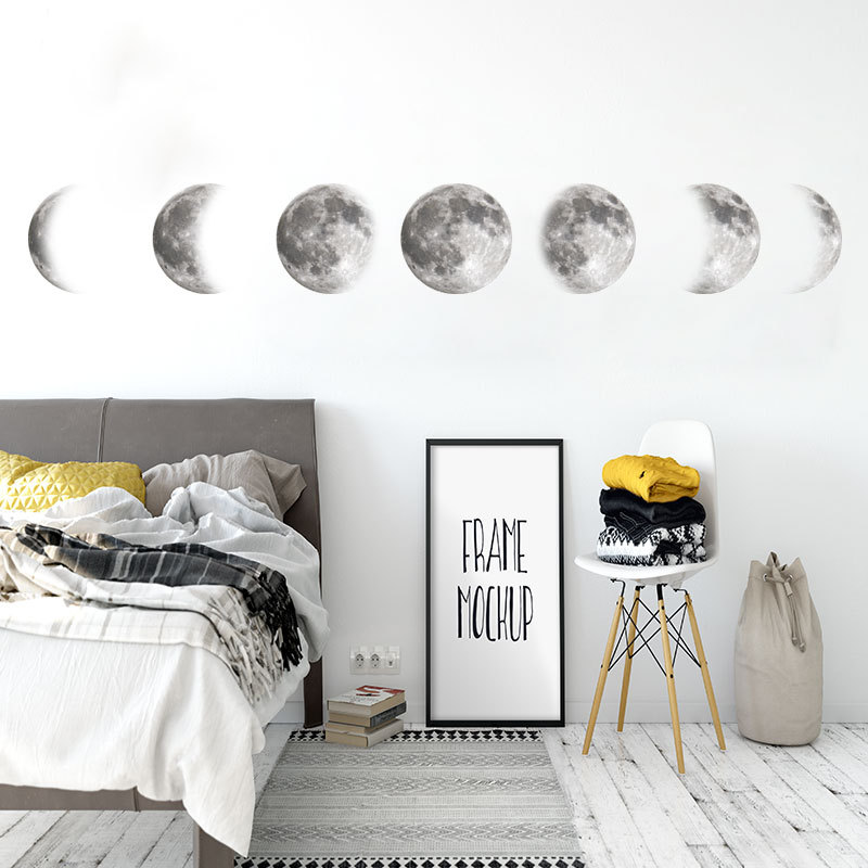 New Simple Fashion Moon Phase Map Space Wall Stickers display picture 1