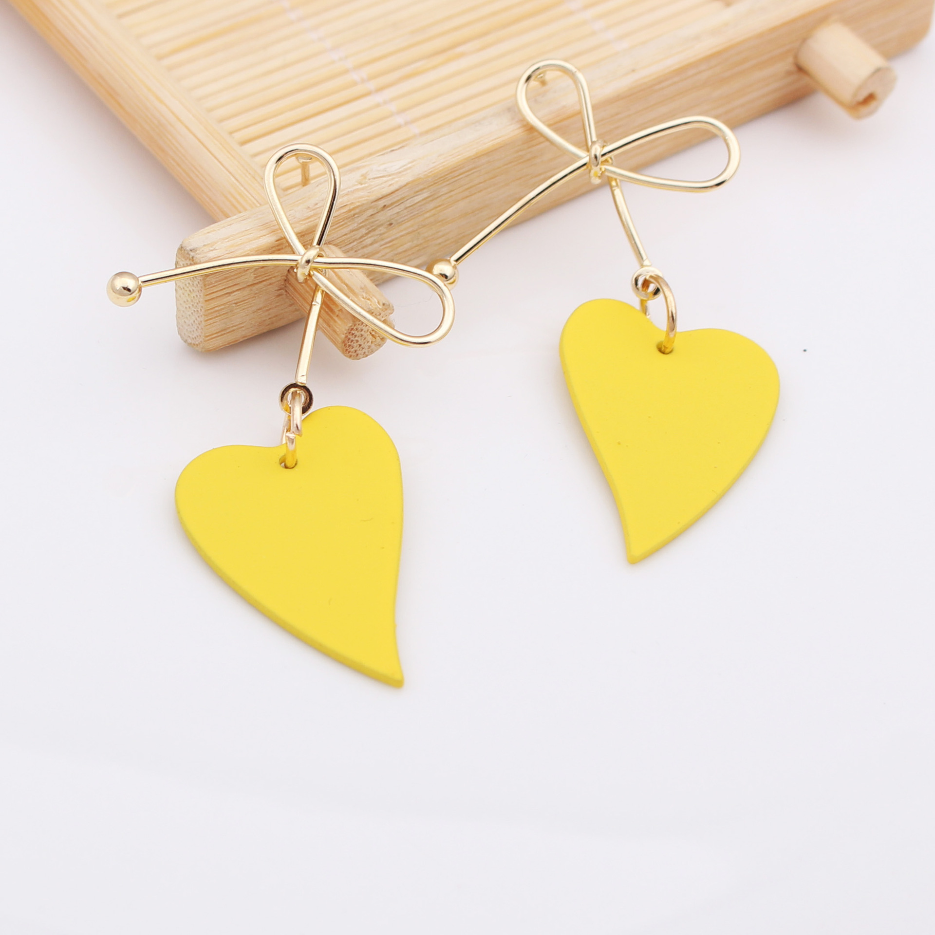 Alloy Material 1 Pair Fashion Heart Shape Bow Knot Alloy Plating Women's Drop Earrings