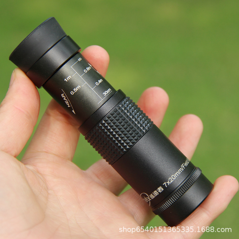 袖珍望远镜单筒7X20金属镜身高倍高清望远镜