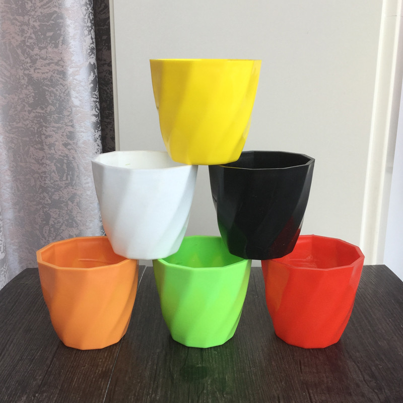 彩色高光塑料花盆 原料斜纹仿瓷花器 多肉专用 厂家生产直销