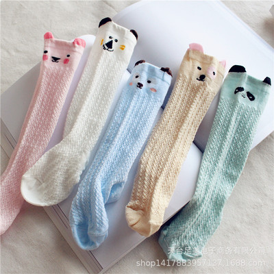 婴儿长筒袜夏季网眼纯棉卡通高筒过膝宝宝防蚊袜婴儿袜子0-1-3岁